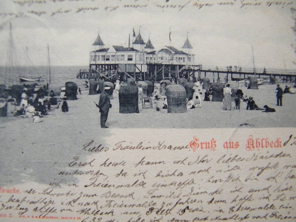 Alte Postkarte Ahlbecker Strandleben